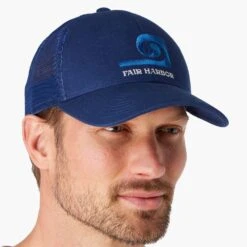 The Maritime Trucker Hat | Navy Wave -Fair Harbor Shop FHTH 403 Navy Wave ONFIG 001