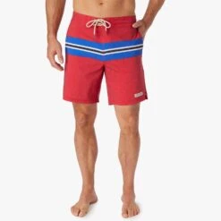 The Nautilus Boardshort | Nautical Red Sailing Stripe -Fair Harbor Shop NAU8 621 Nautical Red Sailing Stripe ONFIG 020