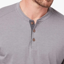 The SeaBreeze Henley | Grey 11 The SeaBreeze Henley | Grey -Fair Harbor Shop OF Henley Grey Front 010 CLOSE UP NECK 216373be b4e8 4b67 bc4b 5ee2abde8f72